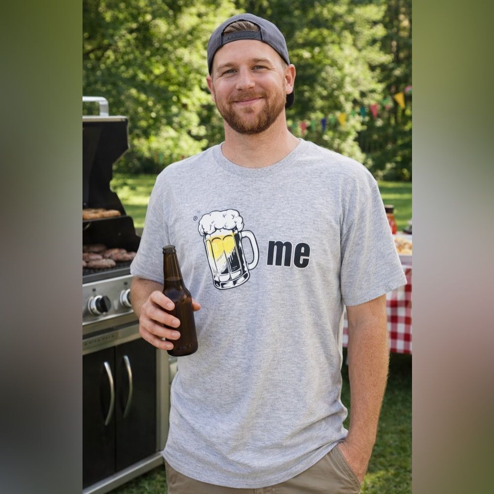 Beer Mug Graphic T-Shirt “Beer Me” Men’s 100% Cotton Gray
Casual Tee
